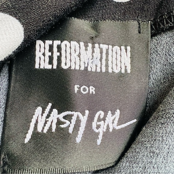 REFORMATION x NASTY GAL Polka Dot Halter Jumpsuit in Black Size L - Picture 7 of 9